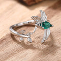 Zircon Inlaid Bird Branch Open Adjustable Ring For Women, Trendy Design Single Ring view 5