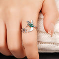 Zircon Inlaid Bird Branch Open Adjustable Ring For Women, Trendy Design Single Ring view 3