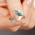 Zircon Inlaid Bird Branch Open Adjustable Ring For Women, Trendy Design Single Ring view 2