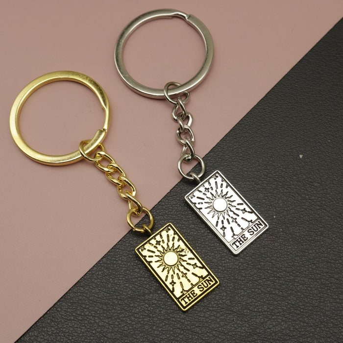 Zinc Alloy The Sun Tarot Card Keychain Gift