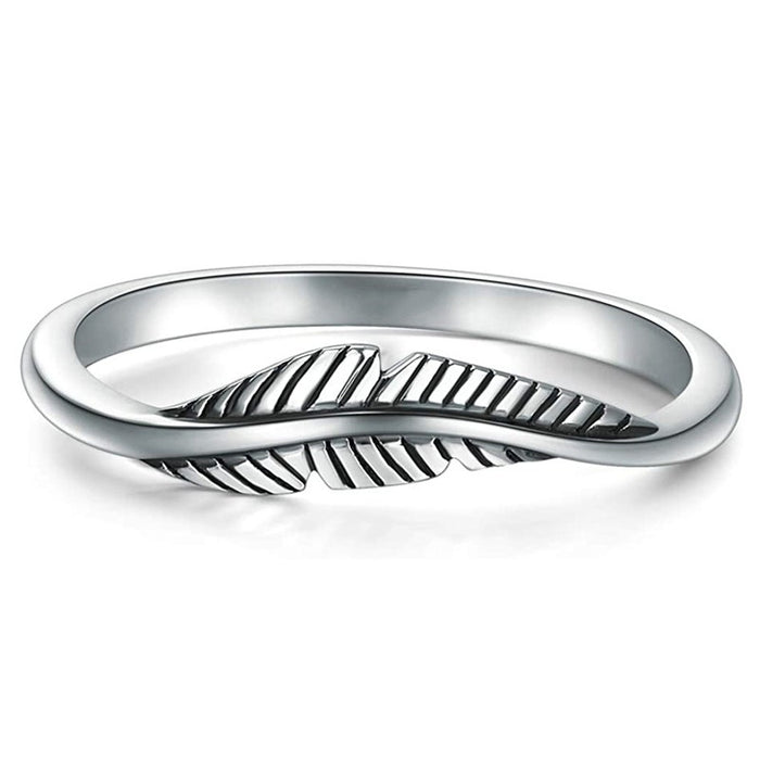 Simple Leaf Ring For Women, European Style Classic Plain Band Daily Fashion Jewelry