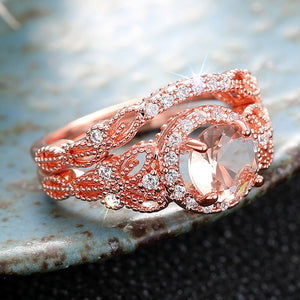 European Zircon Inlaid Couple Rings For Women Shiny Designer Wedding Two Piece Jewelry Set