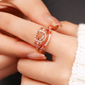 European Zircon Inlaid Couple Rings For Women Shiny Designer Wedding Two Piece Jewelry Set view 3
