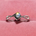 Zircon Inlaid Geometric Heart Hollow Ring For Women, Engagement Wedding Fashion Jewelry view 1