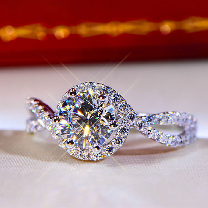 Classic Geometric Line Ring With Zircon Inlay, Elegant Wedding Fashion Accessory
