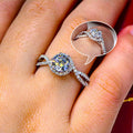 Classic Geometric Line Ring With Zircon Inlay, Elegant Wedding Fashion Accessory view 2