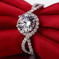 Classic Geometric Line Ring With Zircon Inlay, Elegant Wedding Fashion Accessory view 3