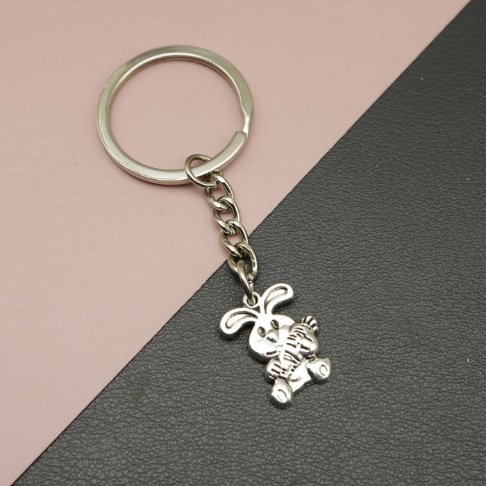 Zinc Alloy Cute Rabbit Shape Keychain Bag Charm Gift Accessory