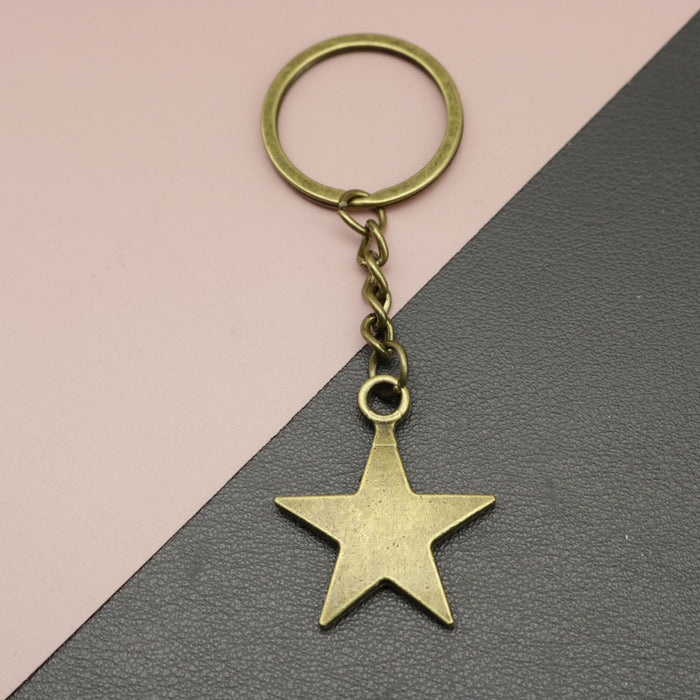 Metal Five-Point Star Keychain Bag Charm Gift