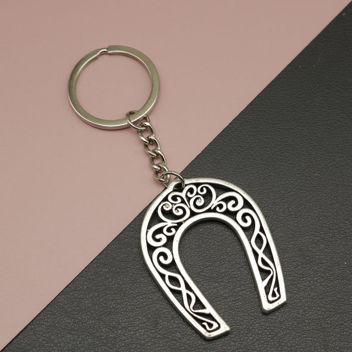Zinc Alloy Horseshoe Keychain Bag Charm Lucky Gift