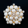 Black Silver Tone Flower Crystal Pearl Look Metal Brooch Pin 3.7 cm 3.7 cm view 2