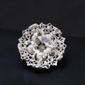 Black Silver Tone Flower Crystal Pearl Look Two Designs Metal Brooch Pin view 5