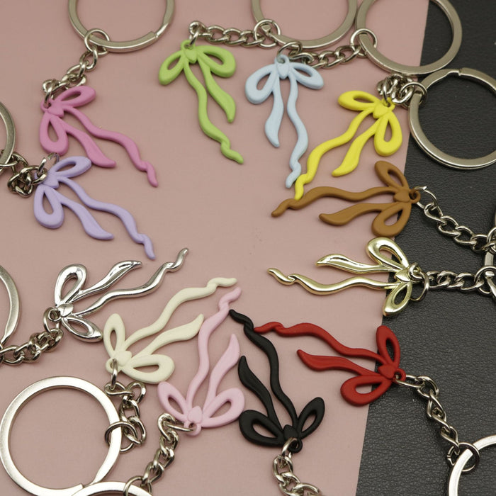 Zinc Alloy Geometric Bow Keychain Bag Charm Gift