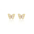 Elegant French Vintage White Enamel Butterfly Studs With Pink Zircon Forest Style Women's Earrings view 5
