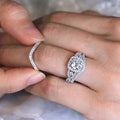 European American Bridal Wedding Ring Set With Geometric Crisscross Design Three Piece Rings view 2