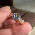 Classic Elegant Zircon Inlaid Ring For Women Shiny Engagement Wedding Single Jewelry view 2