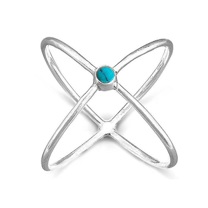 Minimalist Geometric Cross Hoop Ring For Women, Trendy Daily Matching Fashion Jewelry Accessory