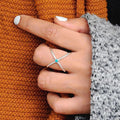 Minimalist Geometric Cross Hoop Ring For Women, Trendy Daily Matching Fashion Jewelry Accessory view 3