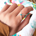 Minimalist Geometric Cross Hoop Ring For Women, Trendy Daily Matching Fashion Jewelry Accessory view 2