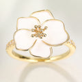 Pastoral Camellia Flower Ring For Women, Micro Paved Zircon Floral Fashion Jewelry view 3