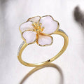 Pastoral Camellia Flower Ring For Women, Micro Paved Zircon Floral Fashion Jewelry view 2