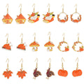 Thanksgiving Cartoon Mushroom House Wreath Turkey Earrings Creative Color Enamel Studs view 1