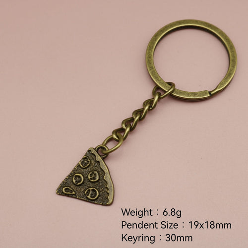 Metal Pizza Slice Keychain Fun Food Bag Charm Gift