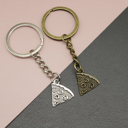 Metal Pizza Slice Keychain Fun Food Bag Charm Gift