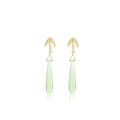 Vintage New Chinese Leaf Green Crystal Water Drop Tassel Long Dangle Silver Needle Earrings view 5