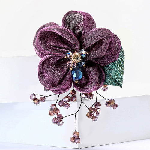 Fabric Lace Tassel Flower Brooch For Cardigan And Shawl Decoration