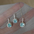 Elegant Copper Sea Blue Rhinestone Geometric Pendant Necklace for Women view 2