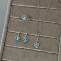 Elegant Copper Sea Blue Rhinestone Geometric Pendant Necklace for Women view 4