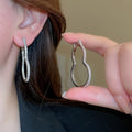 Copper Zircon Gourd Earrings For Women New Chinese Hollow Geometric Light Luxury Designer Style view 1