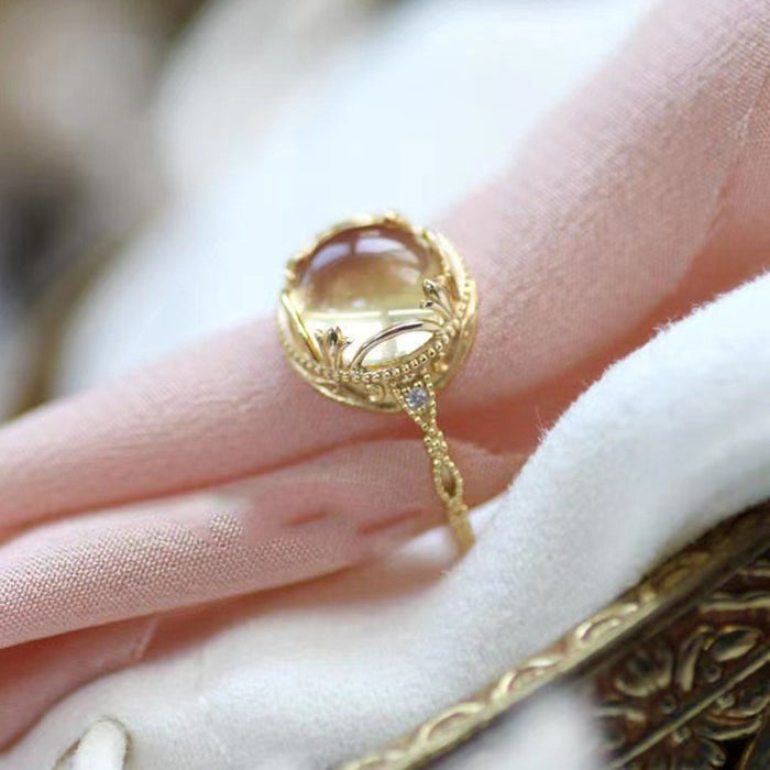 European American French Style Elegant Ring With Faux Moonstone For Daily Lady Jewelry Matching