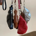 Y2K Faux Leather Croissant Bag Sweater Necklace For Women, Geometric Ring Pendant Accessory view 2