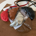 Y2K Faux Leather Croissant Bag Sweater Necklace For Women, Geometric Ring Pendant Accessory view 4