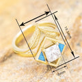 Bohemian Geometric Leaf Zircon Inlaid Ring For Women, European Style Fashion Single Ring view 4