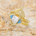 Bohemian Geometric Leaf Zircon Inlaid Ring For Women, European Style Fashion Single Ring view 2