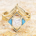 Bohemian Geometric Leaf Zircon Inlaid Ring For Women, European Style Fashion Single Ring view 1