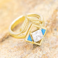 Bohemian Geometric Leaf Zircon Inlaid Ring For Women, European Style Fashion Single Ring view 3