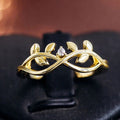 Minimalist Vine Leaf Zircon Ring For Women, Fresh Sweet Style Fashion Finger Jewelry view 3