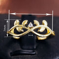 Minimalist Vine Leaf Zircon Ring For Women, Fresh Sweet Style Fashion Finger Jewelry view 4