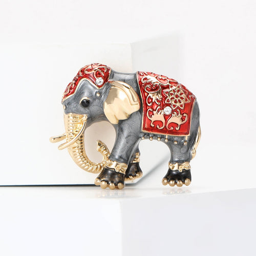 Vintage Enamel Alloy Elephant Brooch Pin For Suit Lapels