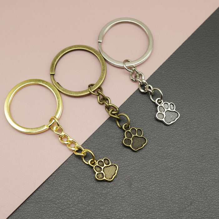 Metal Footprint Shape Keychain Gift Key Ring