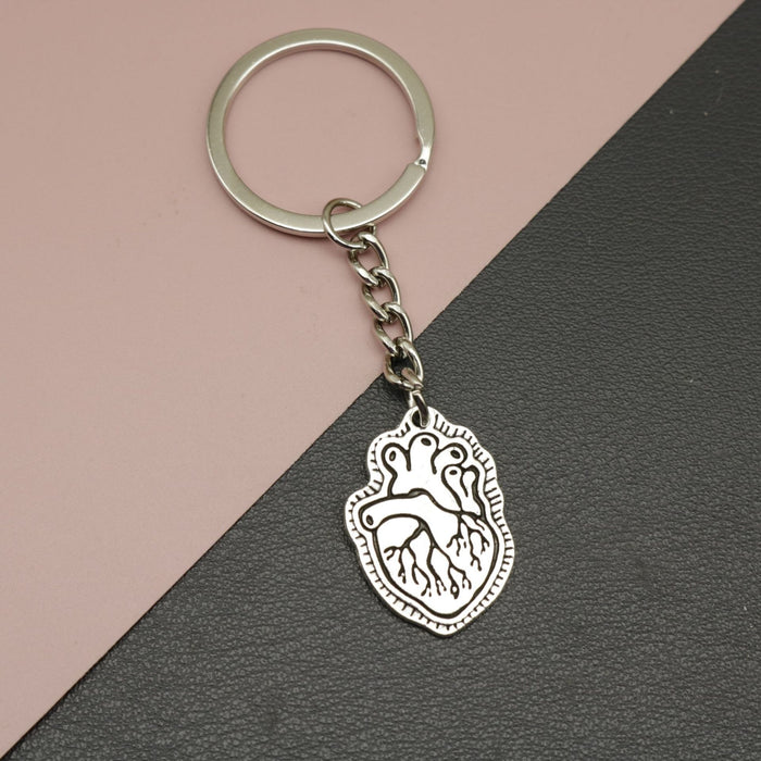 Metal Brain And Lungs Keychain Bag Charm Gift