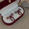 2026 New Hong Kong Style Red Bow Alloy Stud Earrings, Sweet Cool Trendy Fashion Ear Jewelry view 4
