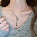 Tiger Eye Sunflower Pendant Necklace Light Luxury Vintage Floral Collarbone Chain Jewelry view 4