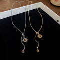 Tiger Eye Sunflower Pendant Necklace Light Luxury Vintage Floral Collarbone Chain Jewelry view 1