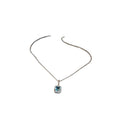 Sea Blue Copper Jewelry Set With Round Pendant Necklace Earrings Ring Bracelet Princess Style view 5
