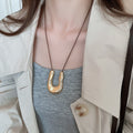 Adjustable Copper Irregular U Shaped Pendant Necklace Geometric Line Light Luxury Collarbone Jewelry view 1
